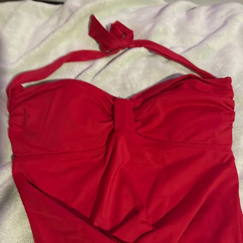 Lauren Ralph Lauren Red Sweetheart One Piece Halter Swimsuit